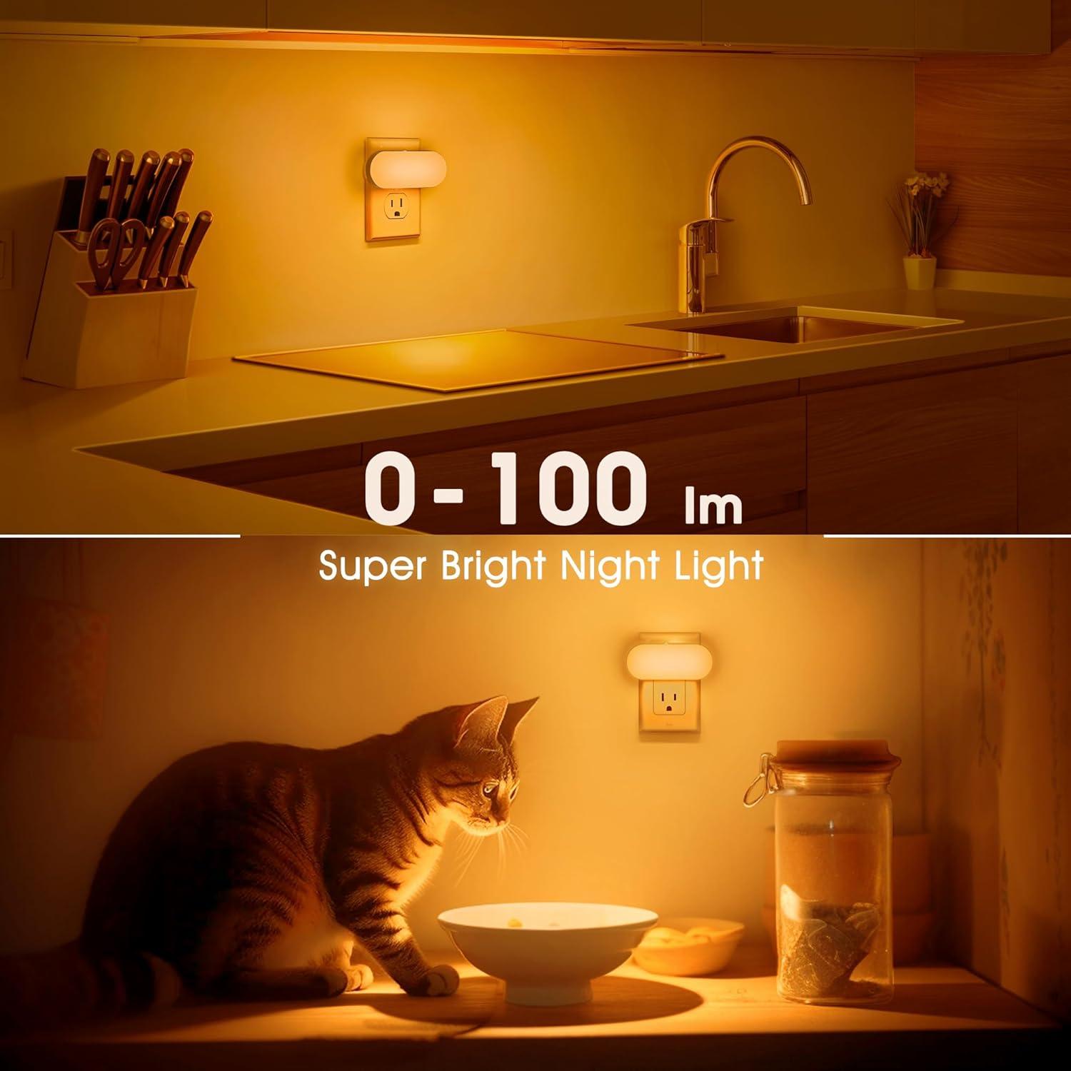 Luz Nocturna DORESshop Ámbar 1W 2 Paquetes con Sensor Automático