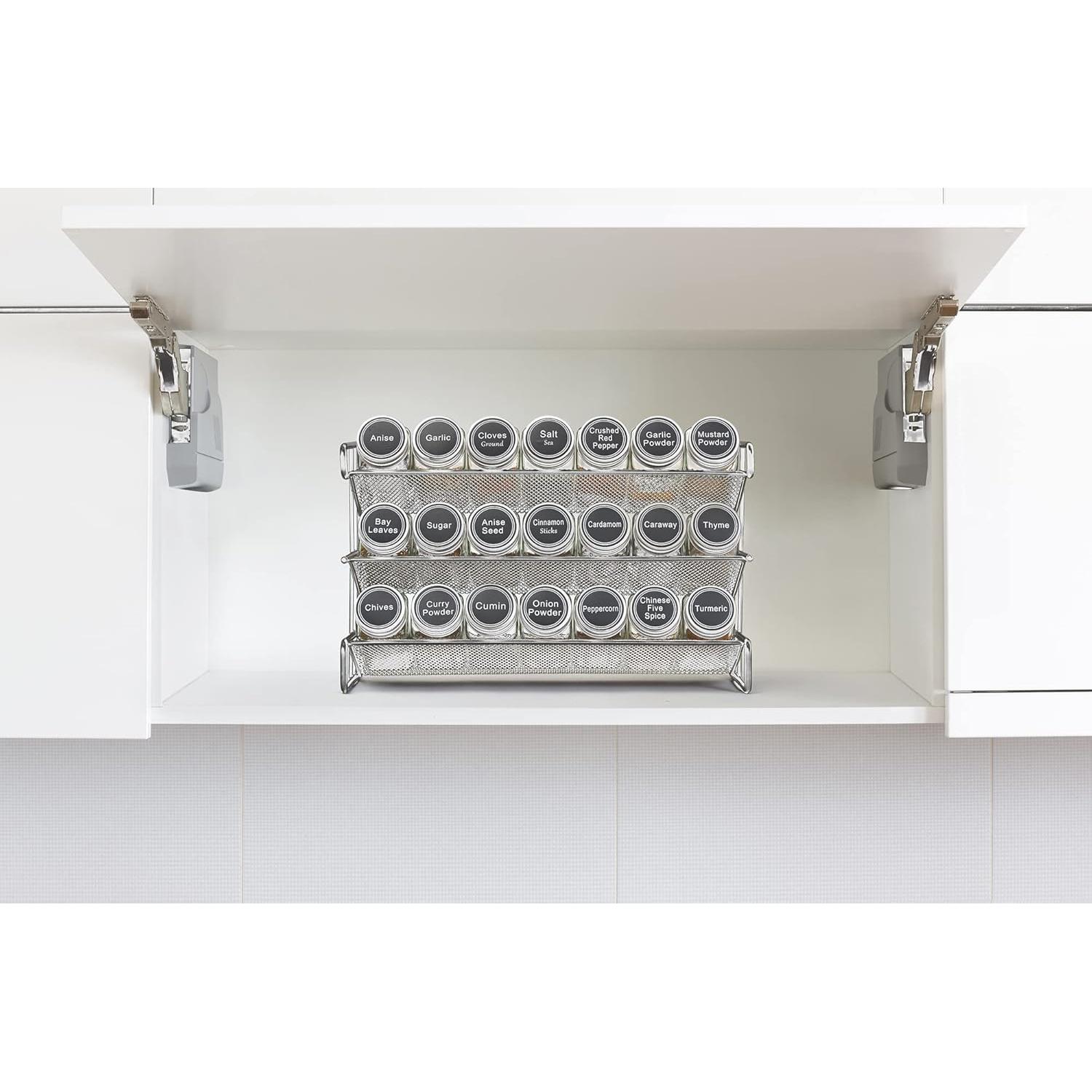 Organizador de Especias GONGSHI 3 Niveles con 21 Tarros y Etiquetas