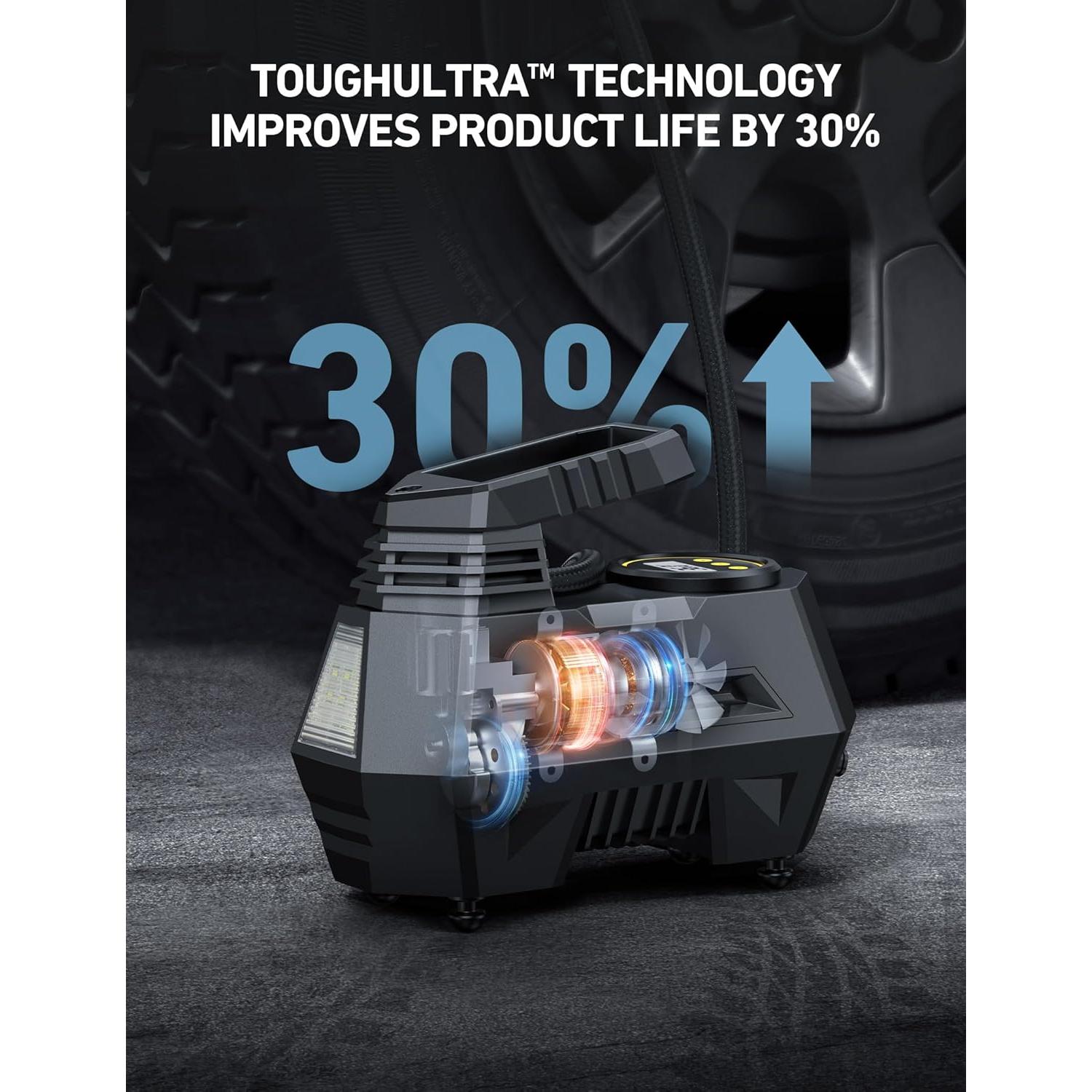 Compresor de Aire Portátil AstroAI CZK-3631 12V 36 PSI Amarillo