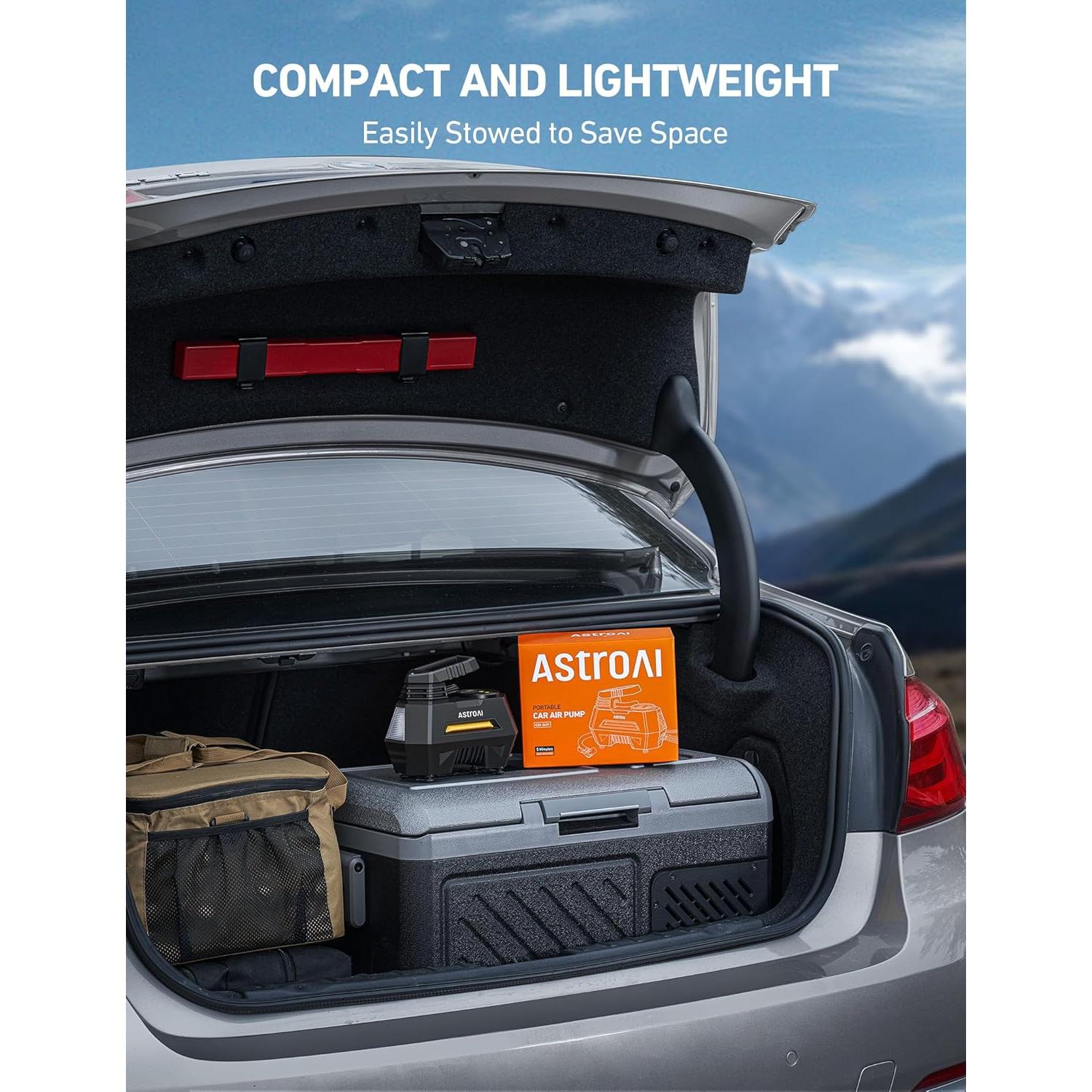 Compresor de Aire Portátil AstroAI CZK-3631 12V 36 PSI Amarillo