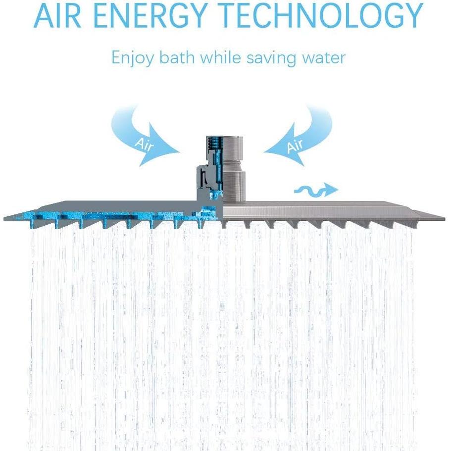 Cabezal de Ducha de Lluvia Derpras 16" Acero Inoxidable Niquelado