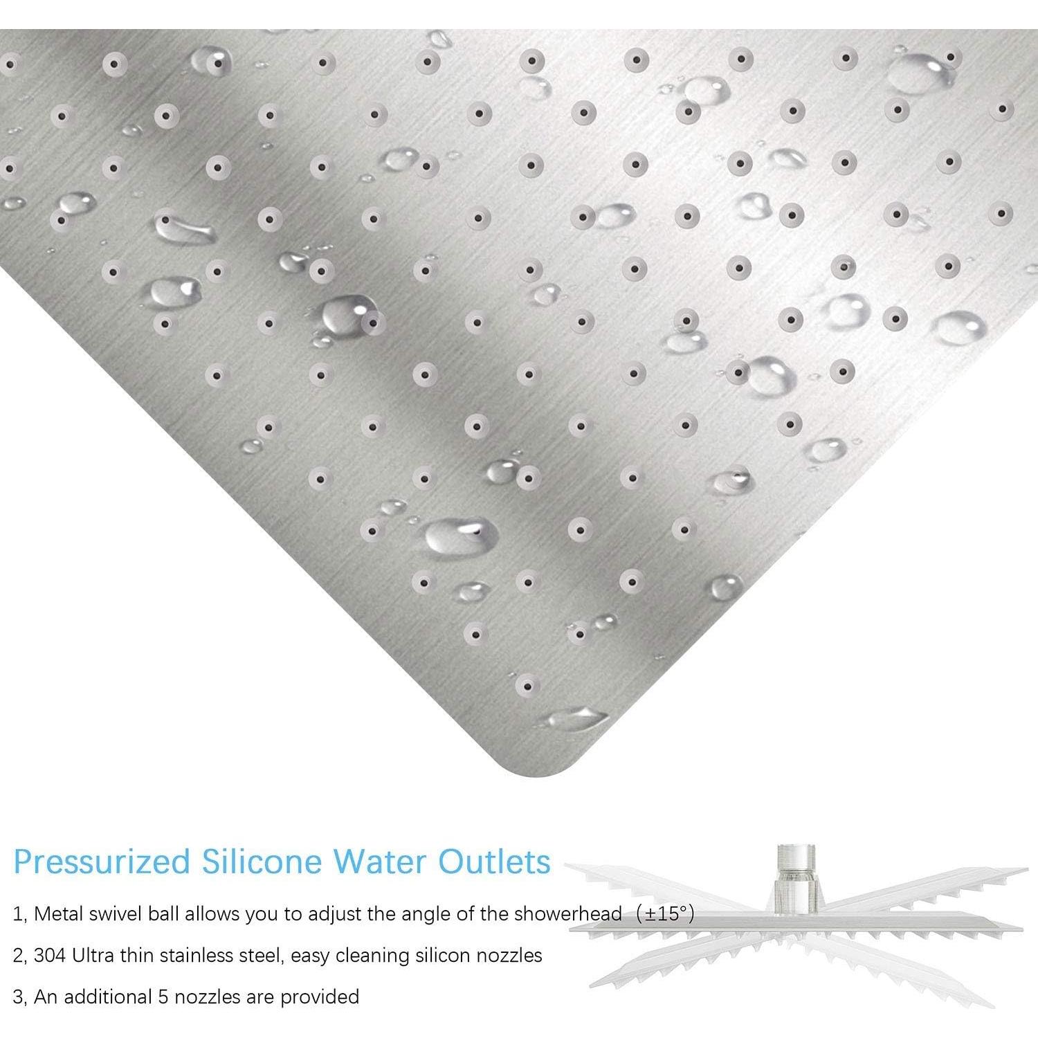 Cabezal de Ducha de Lluvia Derpras 16" Acero Inoxidable Niquelado