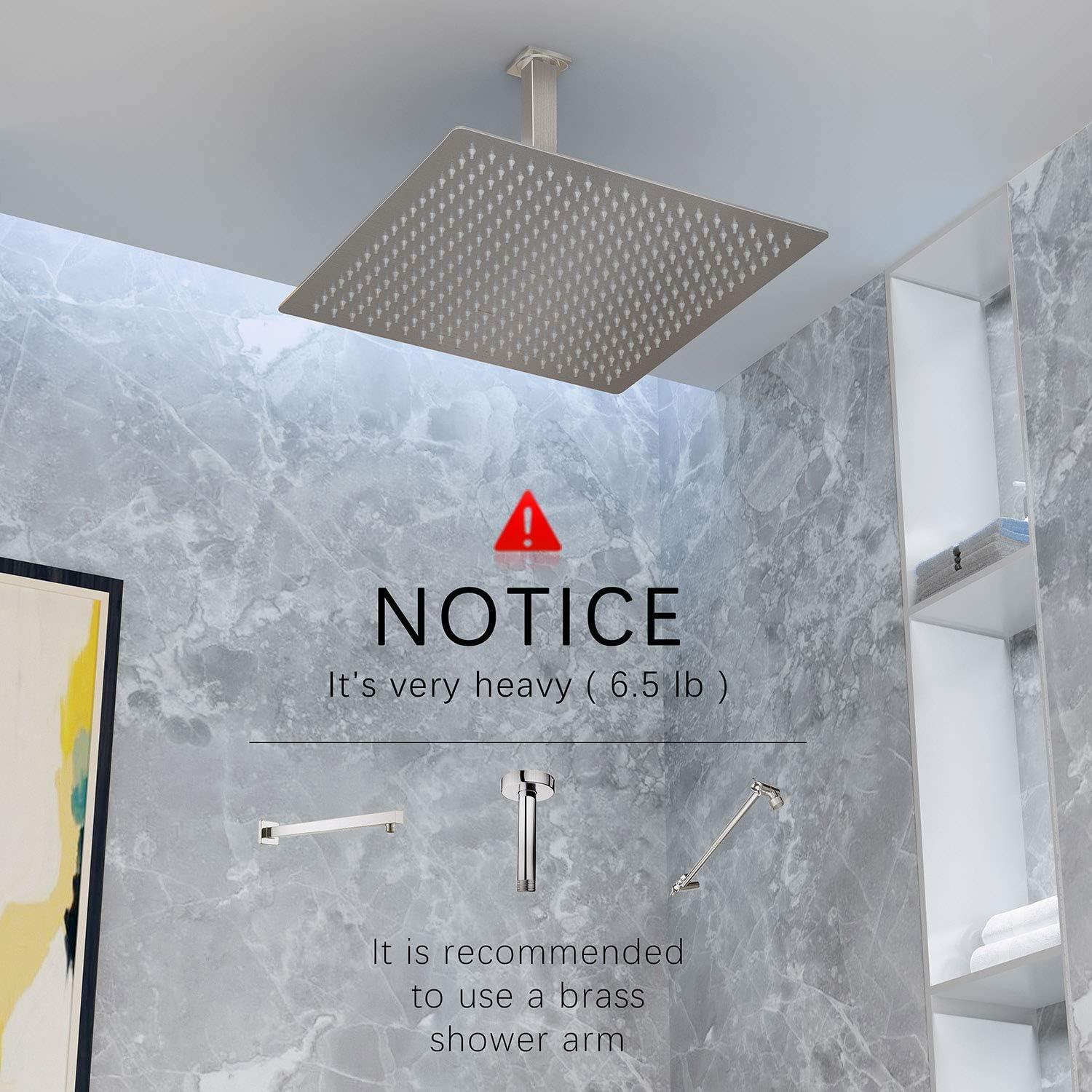 Cabezal de Ducha de Lluvia Derpras 16" Acero Inoxidable Niquelado