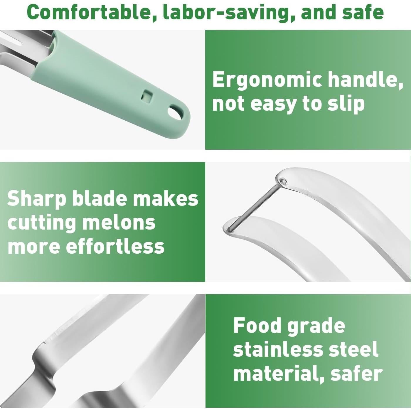 Cortador de Sandía 3 en 1 Banyaa - Verde, Acero Inoxidable