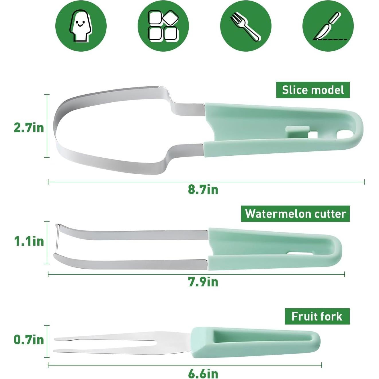 Cortador de Sandía 3 en 1 Banyaa - Verde, Acero Inoxidable