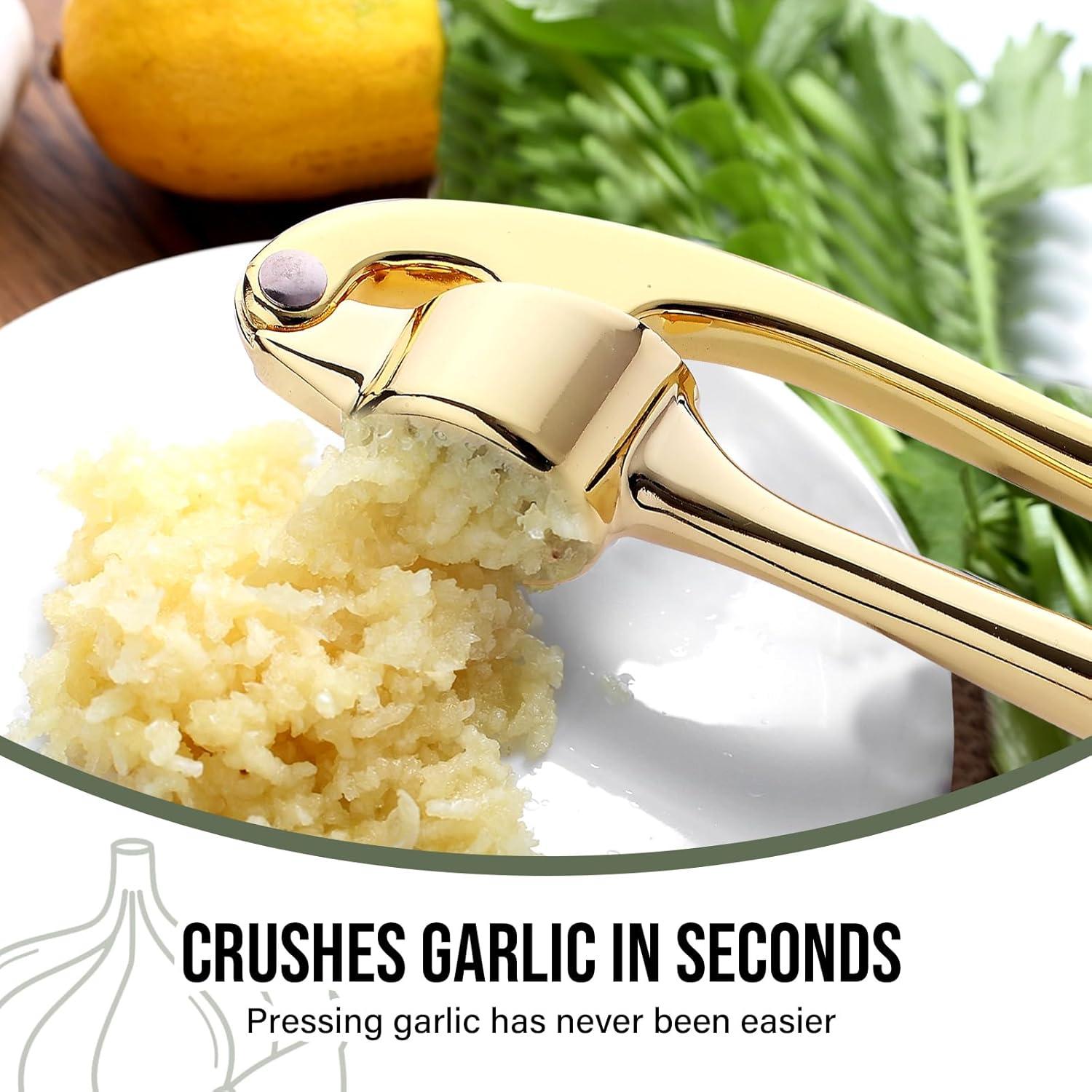 Prensa de Ajo y Jengibre Drincarier Oro, Resistente y Fácil de Limpiar