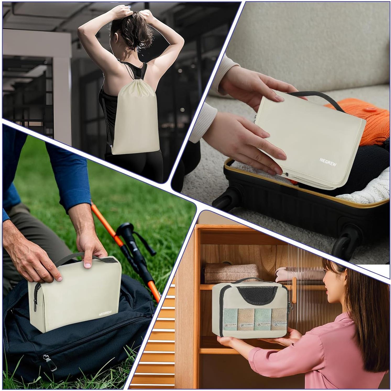 Cubos de Compresión para Empacar FREEAMG - 8 Piezas Beige