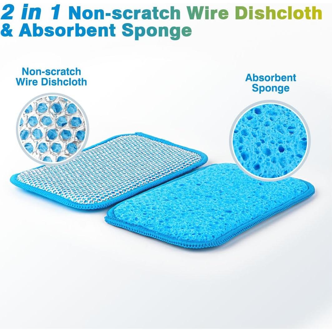 HOMEXCEL Paquete de 12 Paños de Fregar y Limpiar Azul