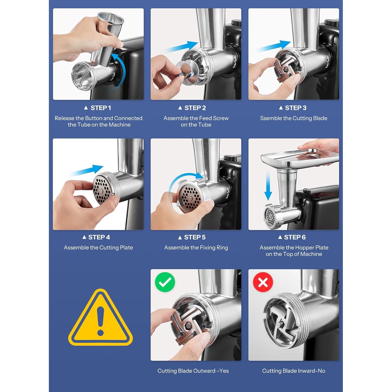 Picadora de Carne Eléctrica Yabano 450W con Accesorios