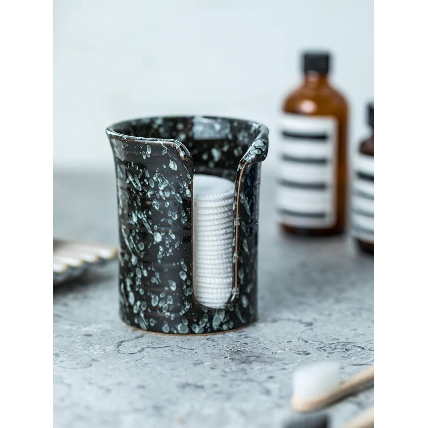 Dispensador de Tazas de Baño Cerámica YHOJOY Negro 3 Oz