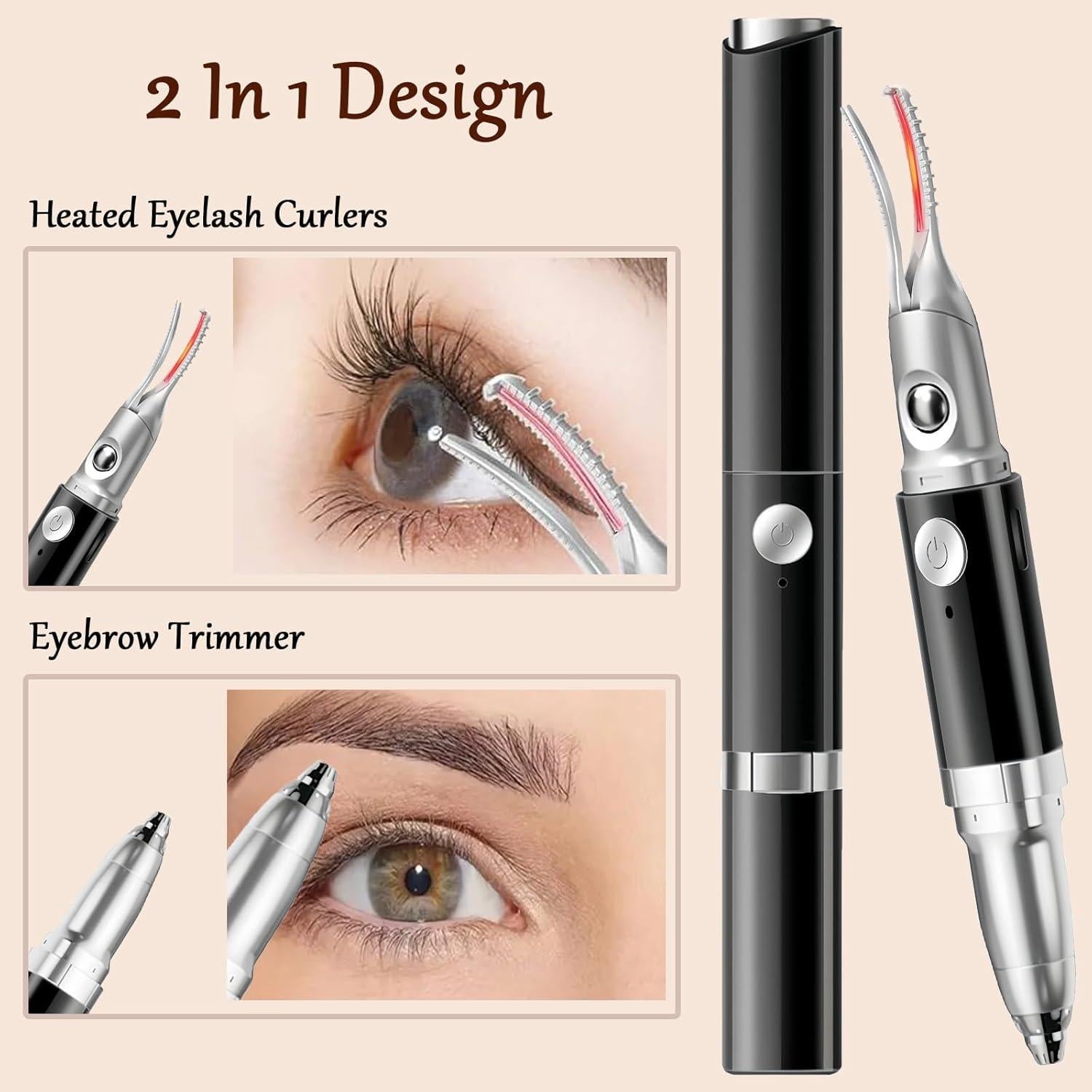 Rizador de Pestañas Calentado 2 en 1 Acavado Negro