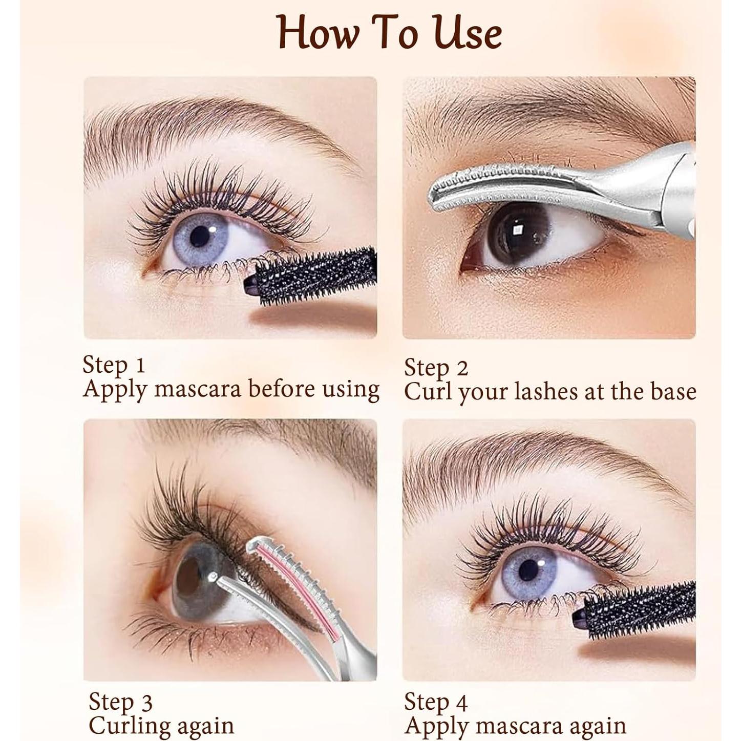 Rizador de Pestañas Calentado 2 en 1 Acavado Negro