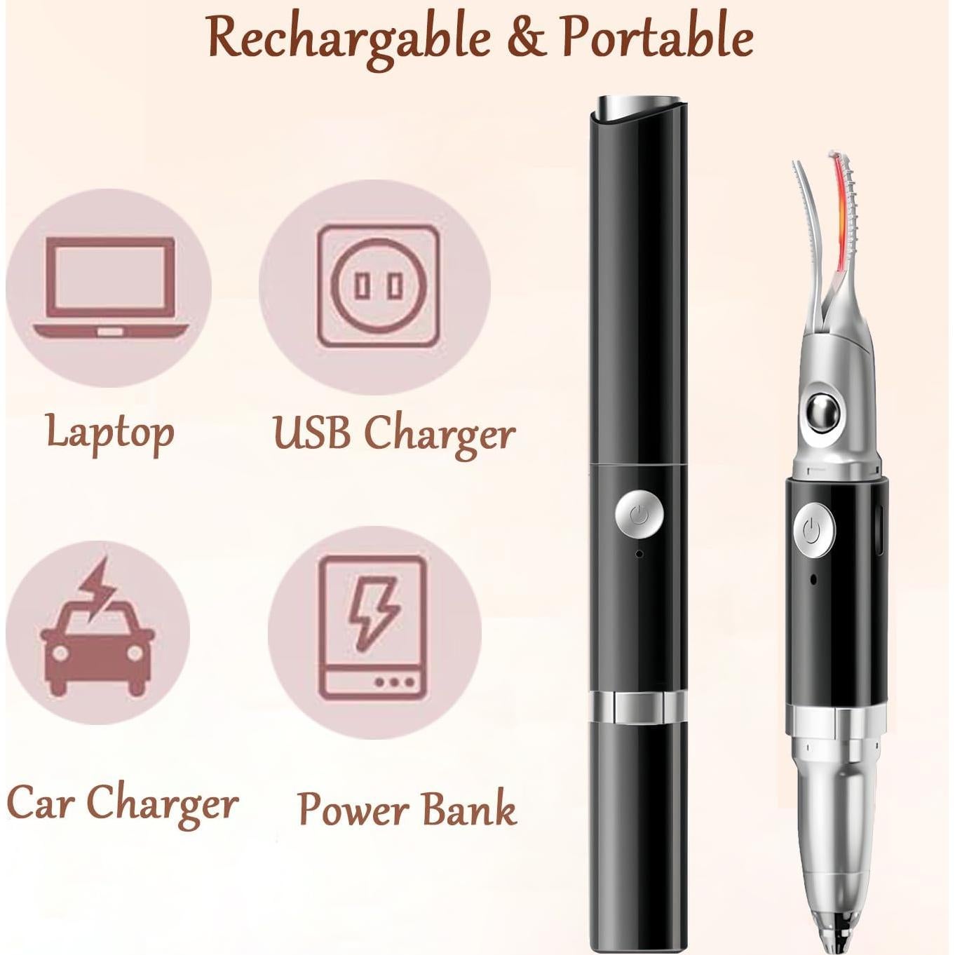 Rizador de Pestañas Calentado 2 en 1 Acavado Negro