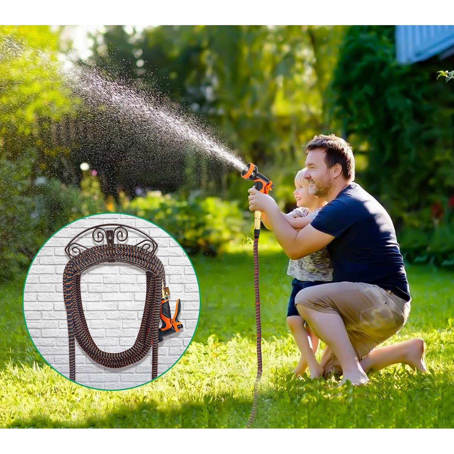 Soporte de Manguera de Jardín TomCare Montaje en Pared Bronce