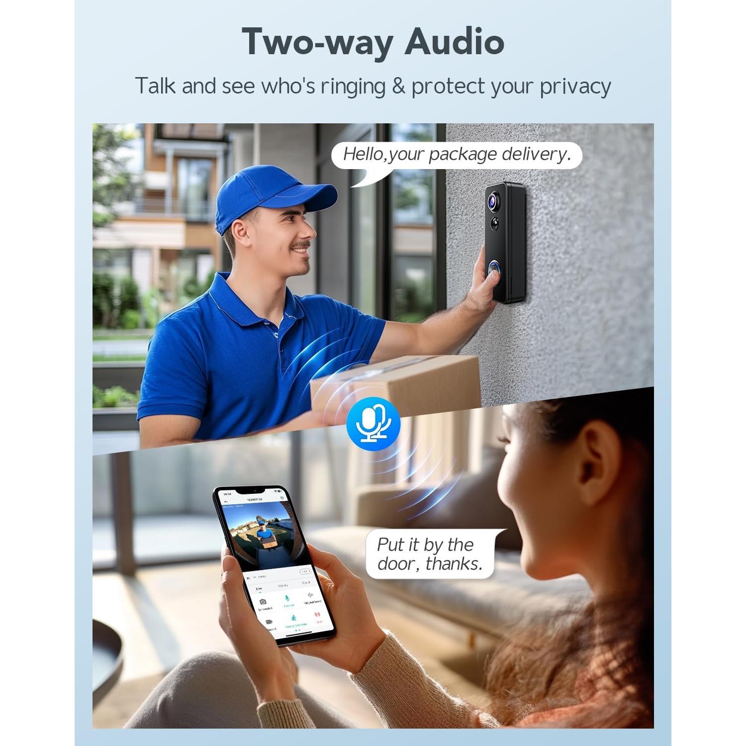 Cámara de Timbre de Video Inalámbrica XTU 180° HD con Alexa