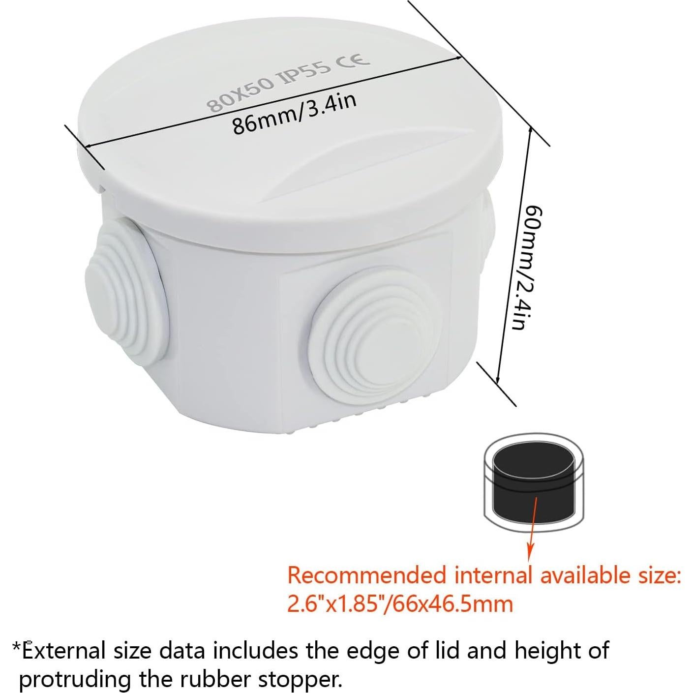 Caja de Conexiones Eléctricas LeMotech IP55 80x60mm Resistente