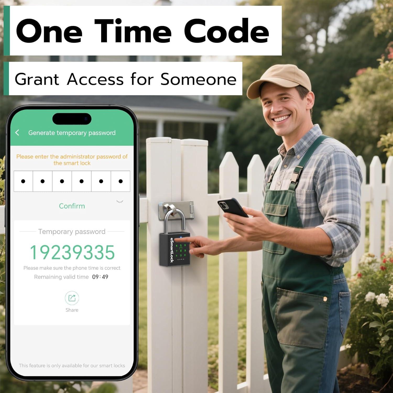 New Smart Padlock with Key, Heavy Duty Combination Padlock, RFID Pad Lock with Codes Bluetooth APP Access, Outdoor Waterproof Electronic Key Lock for Gate Fence Shed Locker Garage Garden
