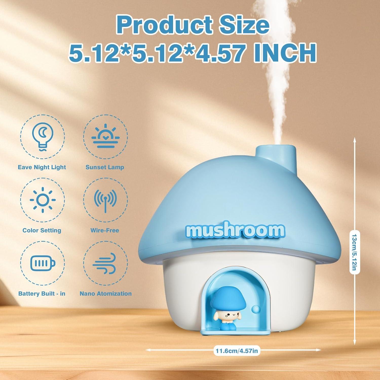 Humidificador Mini Portátil Genérico 300ml Luz Nocturna Azul