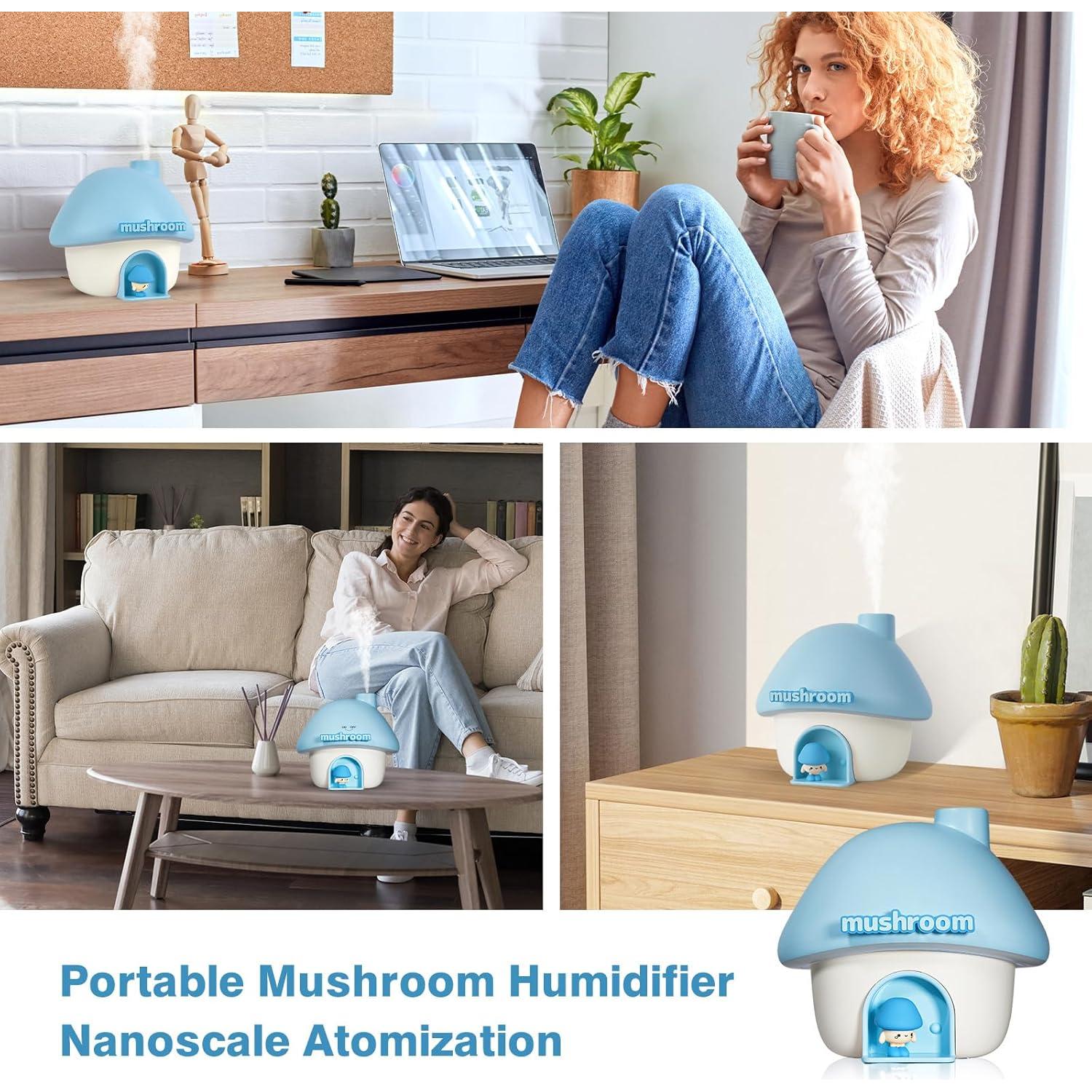 Humidificador Mini Portátil Genérico 300ml Luz Nocturna Azul