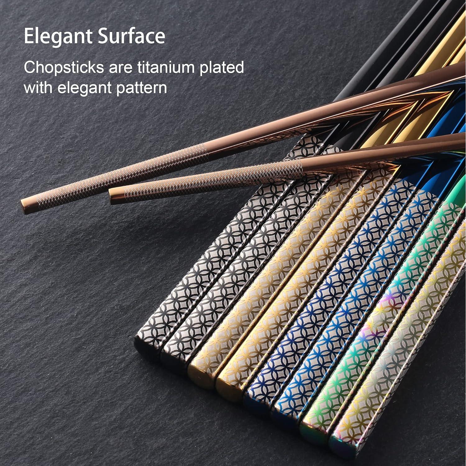 Palillos de Acero Inoxidable Reutilizables Multicolor 23.5 cm