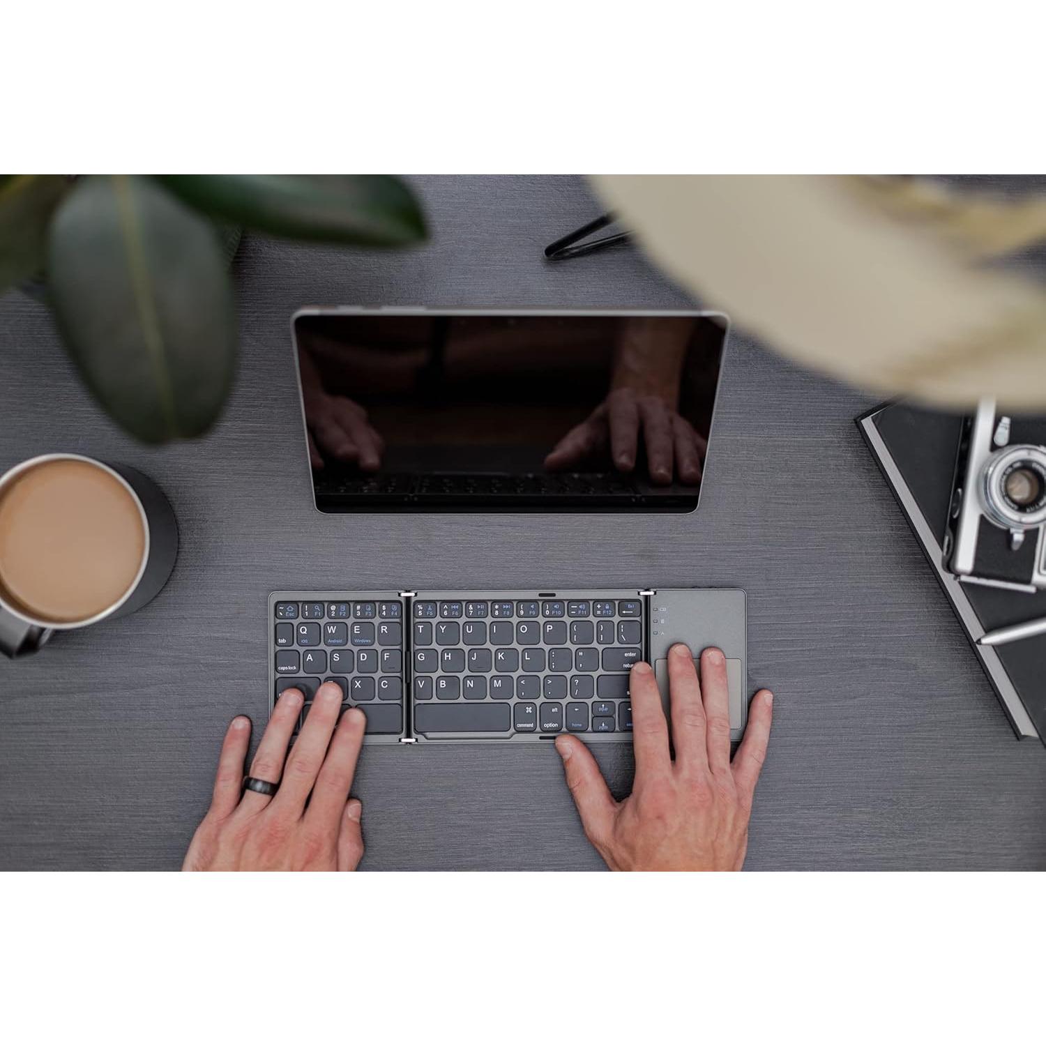 Teclado Inalámbrico Plegable Ares Bluetooth Ultra Delgado Negro