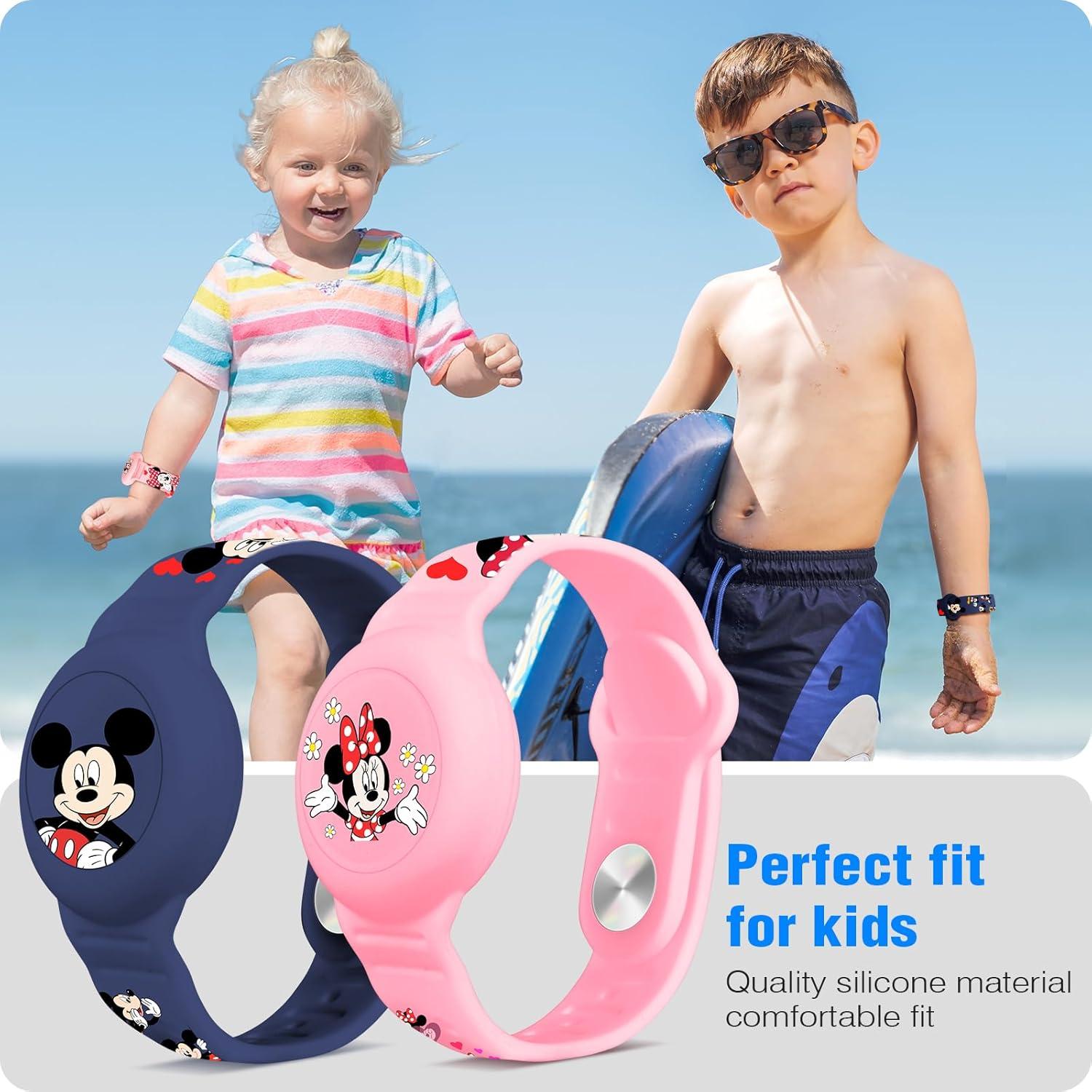 Pulsera Airtag Impermeable ZHOC para Niños - 2 Piezas Azul/Rosa