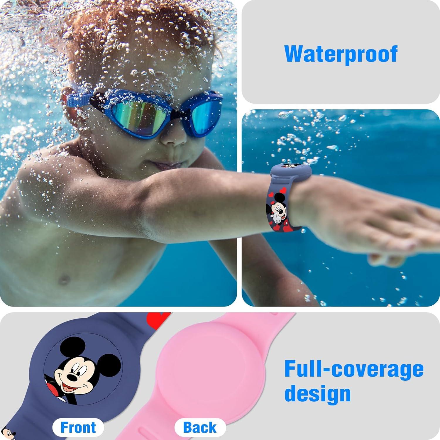 Pulsera Airtag Impermeable ZHOC para Niños - 2 Piezas Azul/Rosa