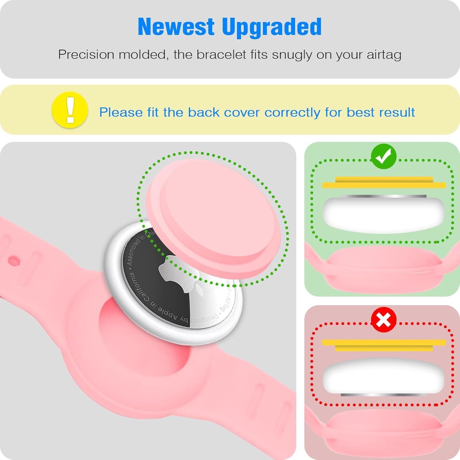 Pulsera Airtag Impermeable ZHOC para Niños - 2 Piezas Azul/Rosa