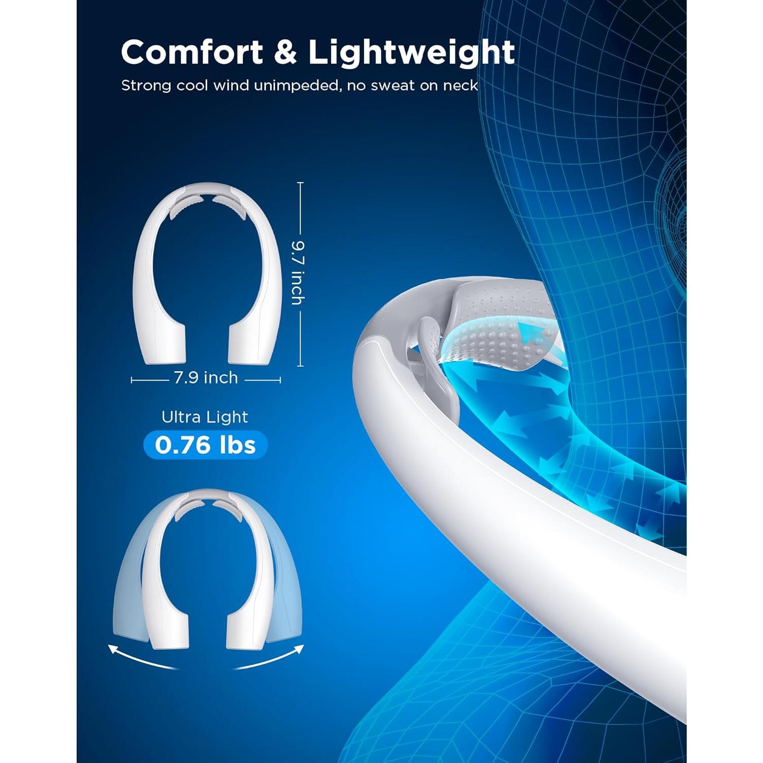 Ventilador de Cuello Heelkl Q1 Portátil 4 Velocidades 4000mAh