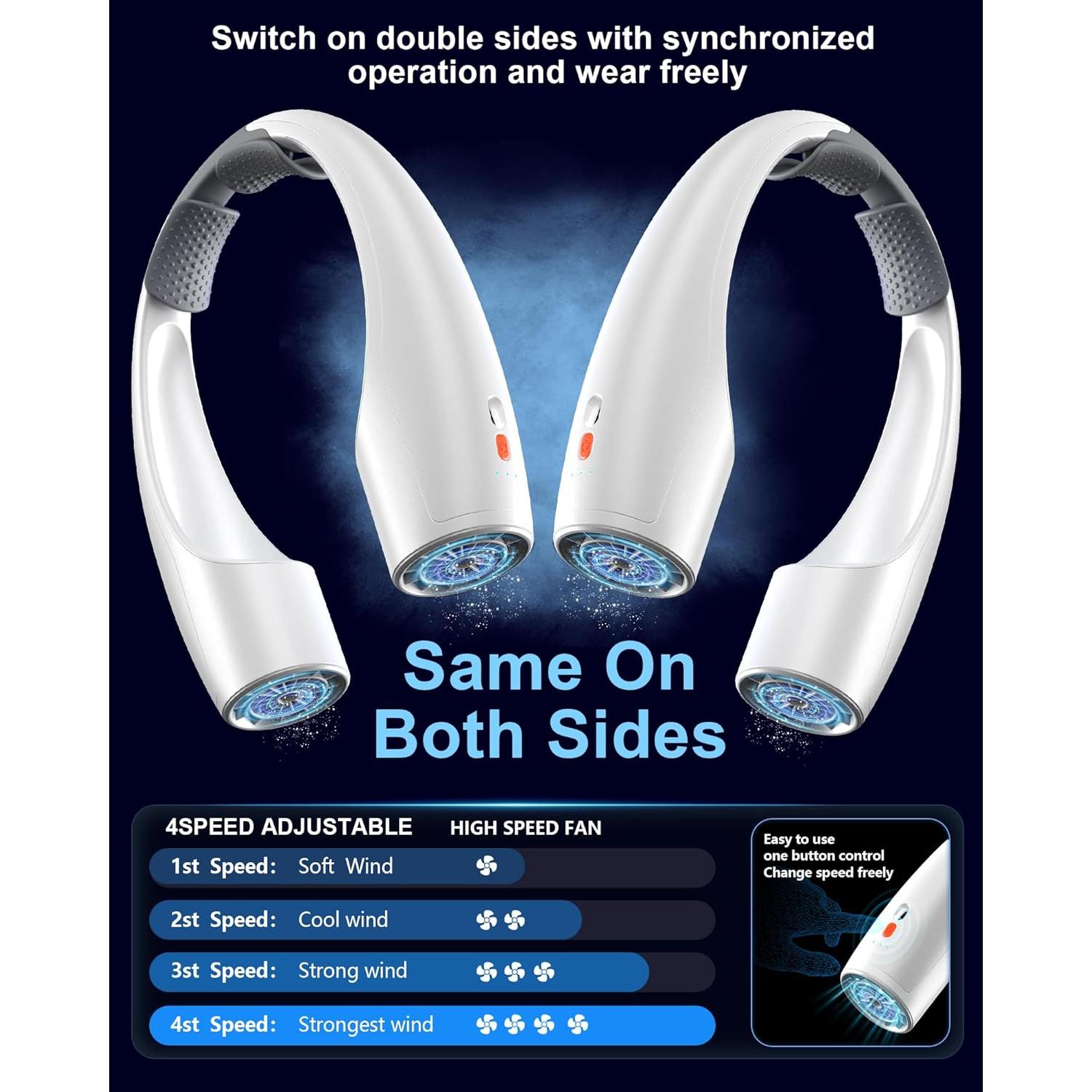 Ventilador de Cuello Heelkl Q1 Portátil 4 Velocidades 4000mAh