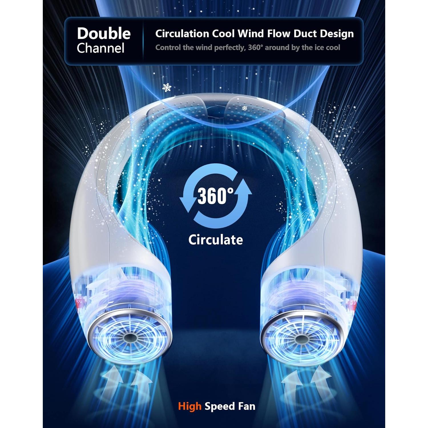 Ventilador de Cuello Heelkl Q1 Portátil 4 Velocidades 4000mAh