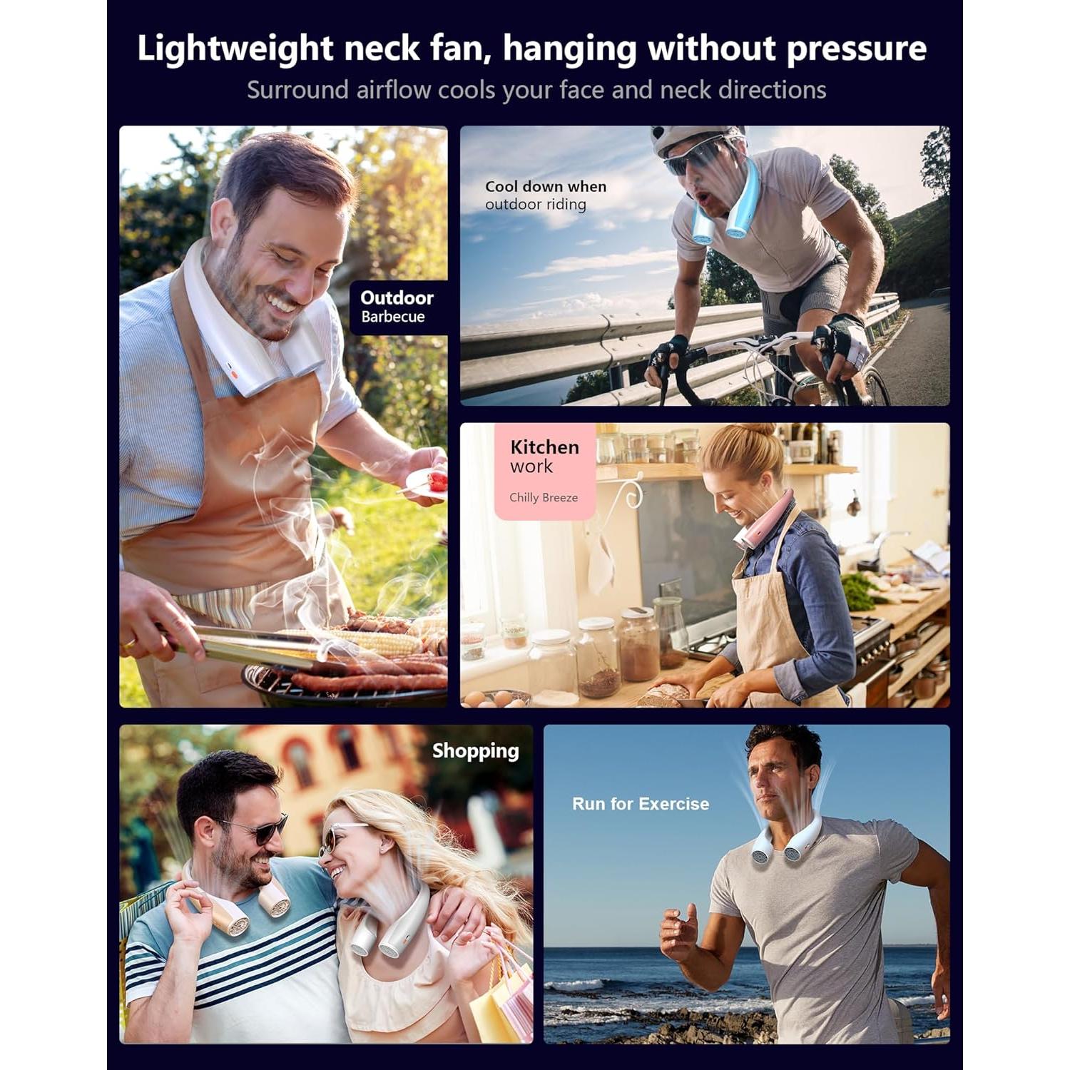 Ventilador de Cuello Heelkl Q1 Portátil 4 Velocidades 4000mAh