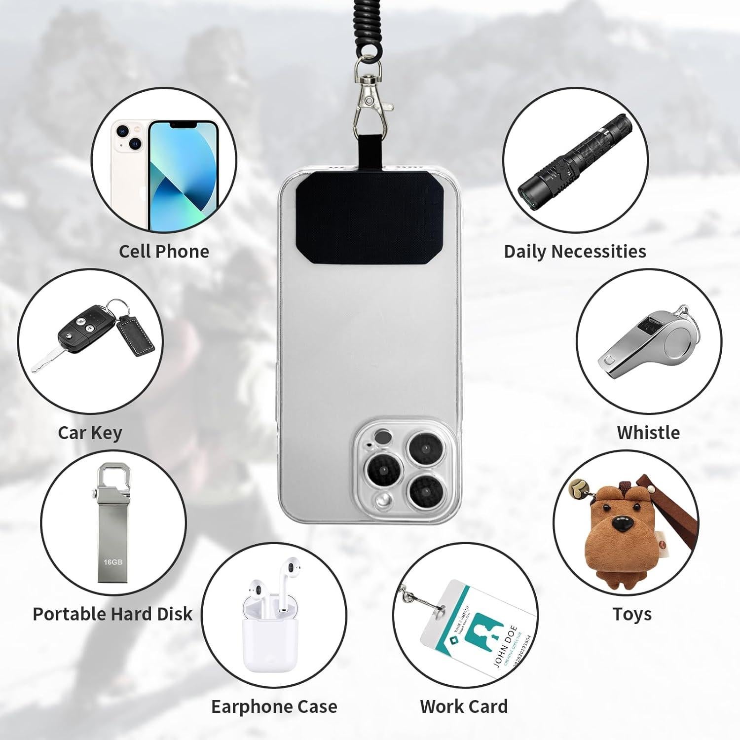 Correa para Teléfono HOTEMIA Anti Robo 18-80 cm Negro