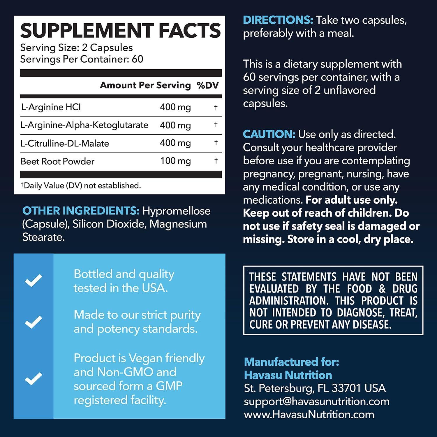 Cápsulas L-Arginina y L-Citrulina Havasu 120 Veganas