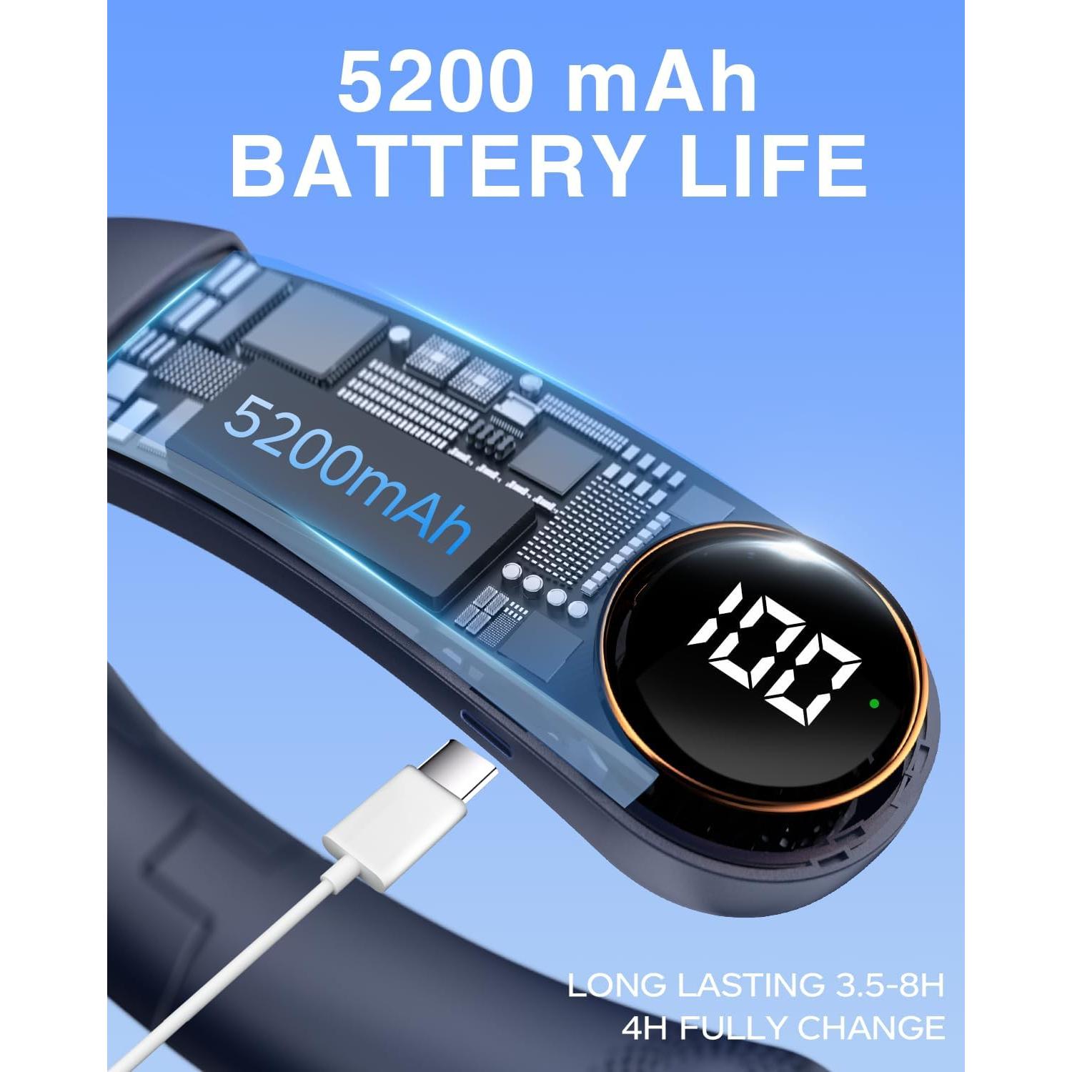 Ventilador de Cuello TUNISE M15 5200mAh Silencioso 3 Velocidades