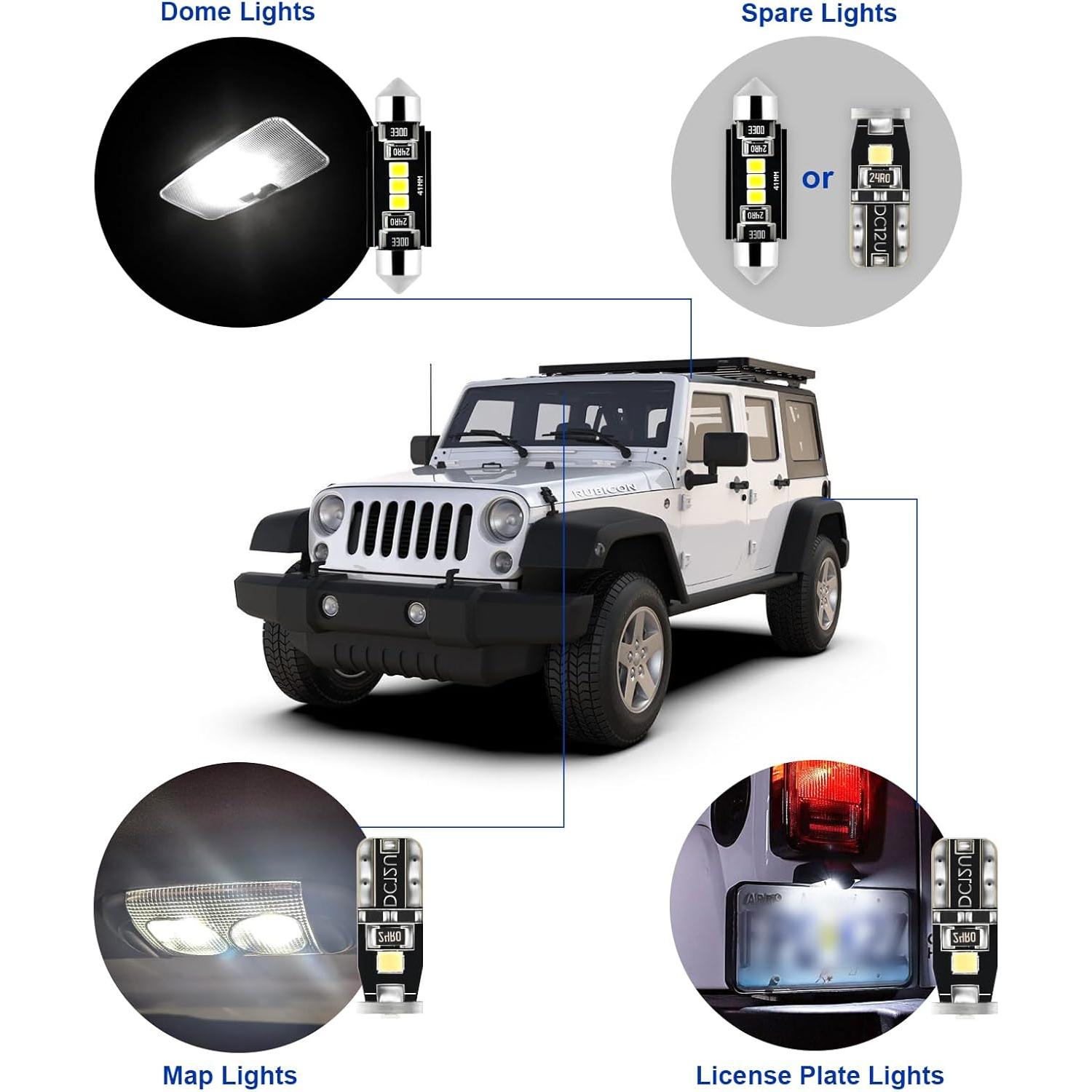 Kit de 6 Bombillas LED Blancas EASY EAGLE para Jeep Wrangler JK 2007-2018