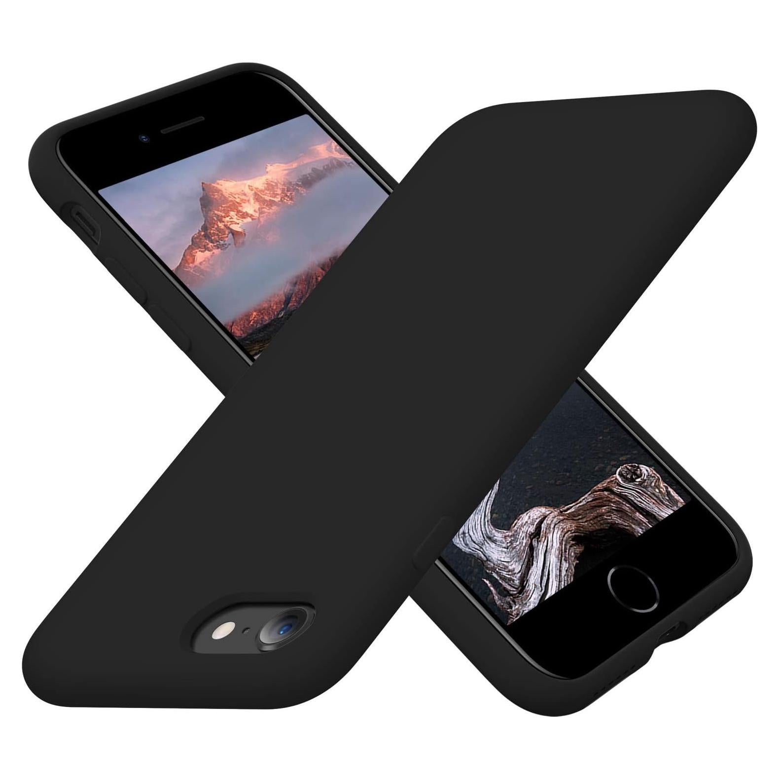 Funda Cordking para iPhone SE 2022/2020, 7, 8, Silicona Negra