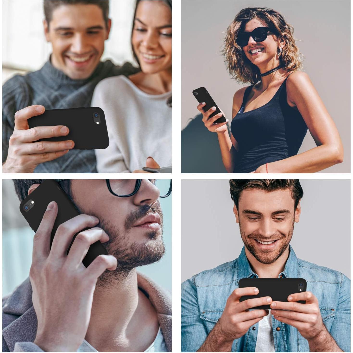 Funda Cordking para iPhone SE 2022/2020, 7, 8, Silicona Negra