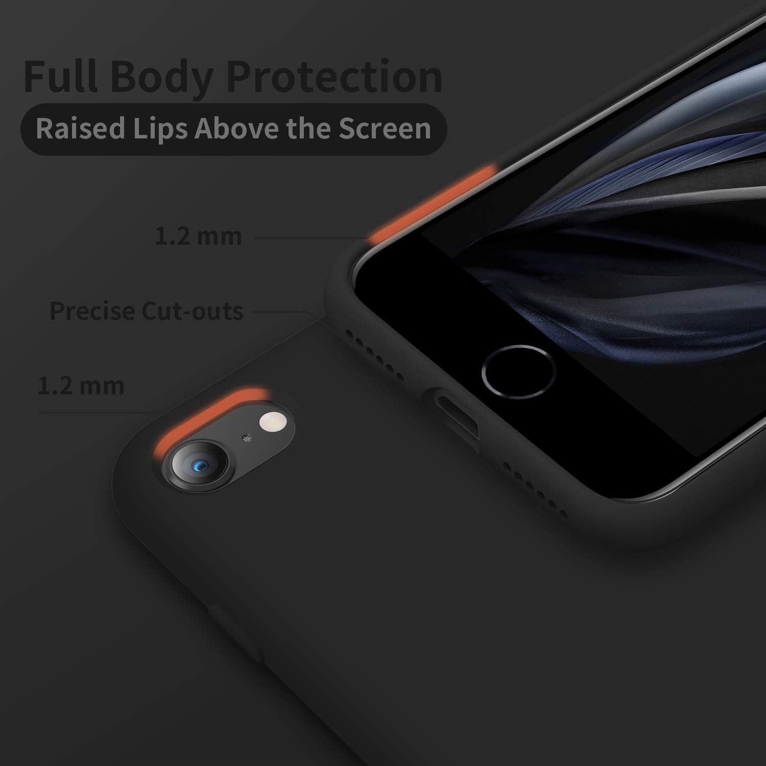 Funda Cordking para iPhone SE 2022/2020, 7, 8, Silicona Negra