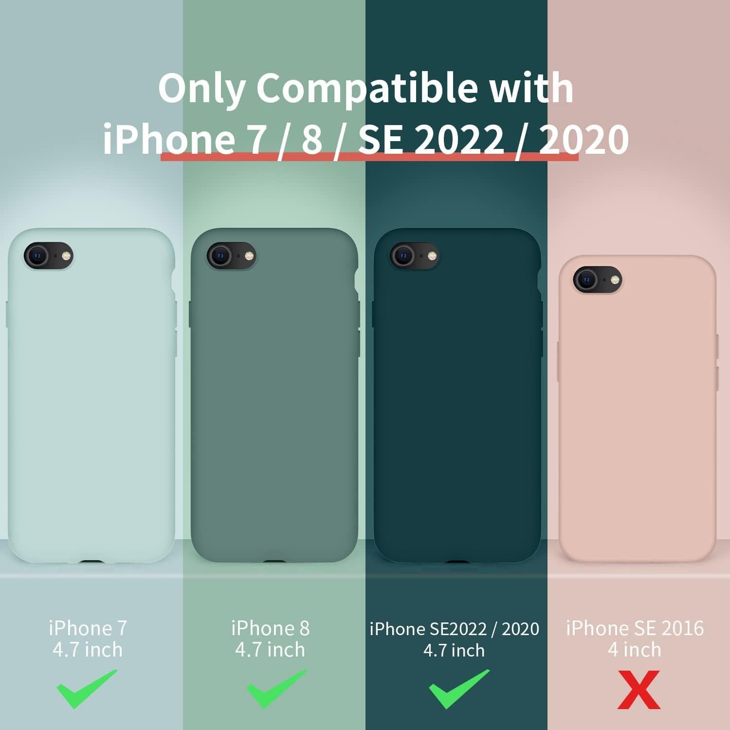 Funda Cordking para iPhone SE 2022/2020, 7, 8, Silicona Negra