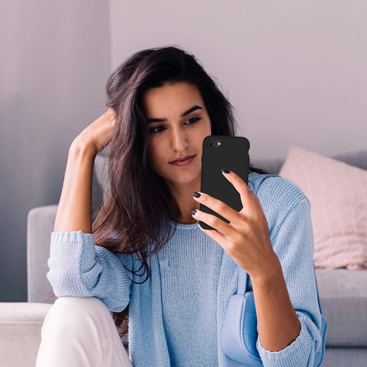 Funda Cordking para iPhone SE 2022/2020, 7, 8, Silicona Negra