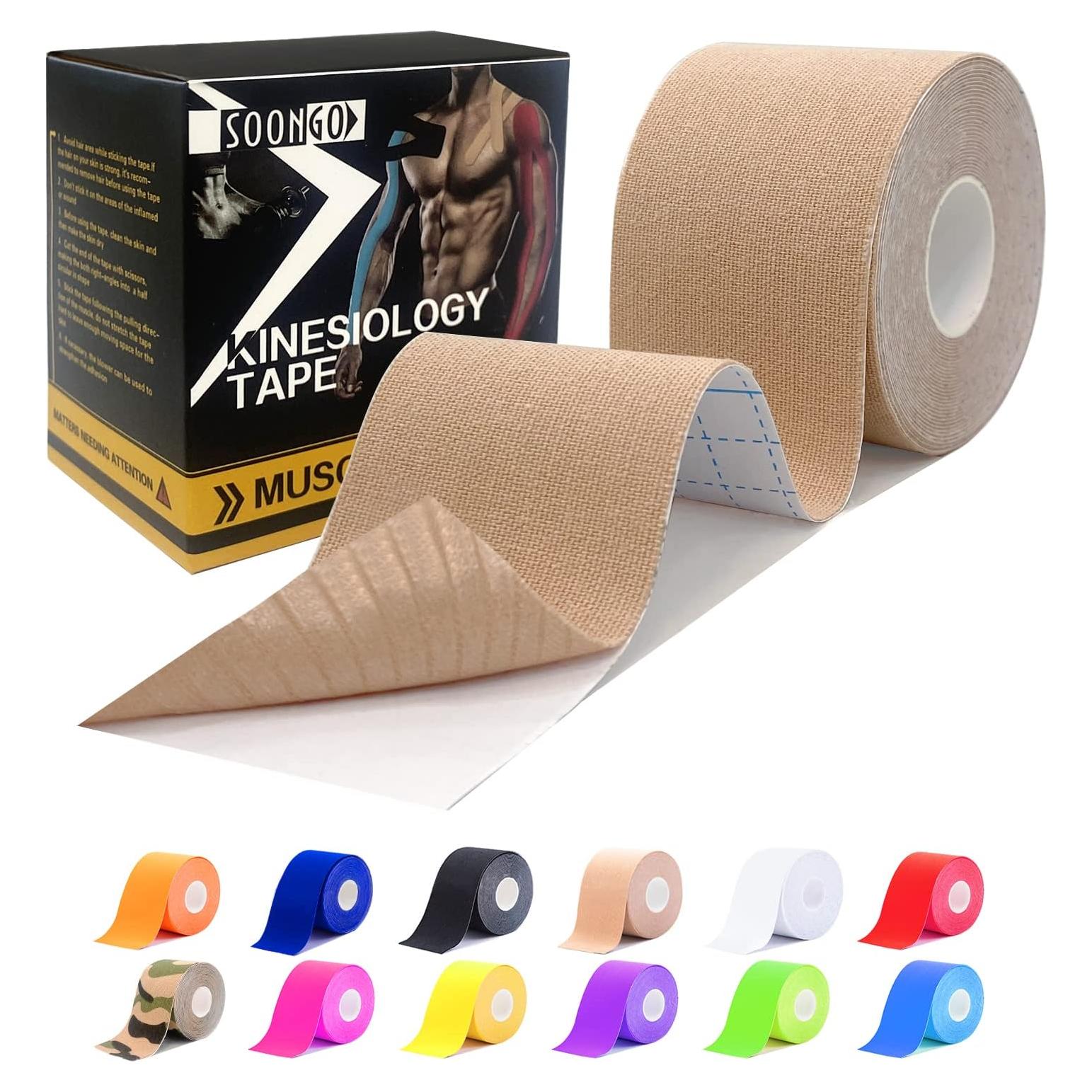 Cinta de Kinesiología SOONGO 5 Rollos 5cm Beige Alta Elasticidad