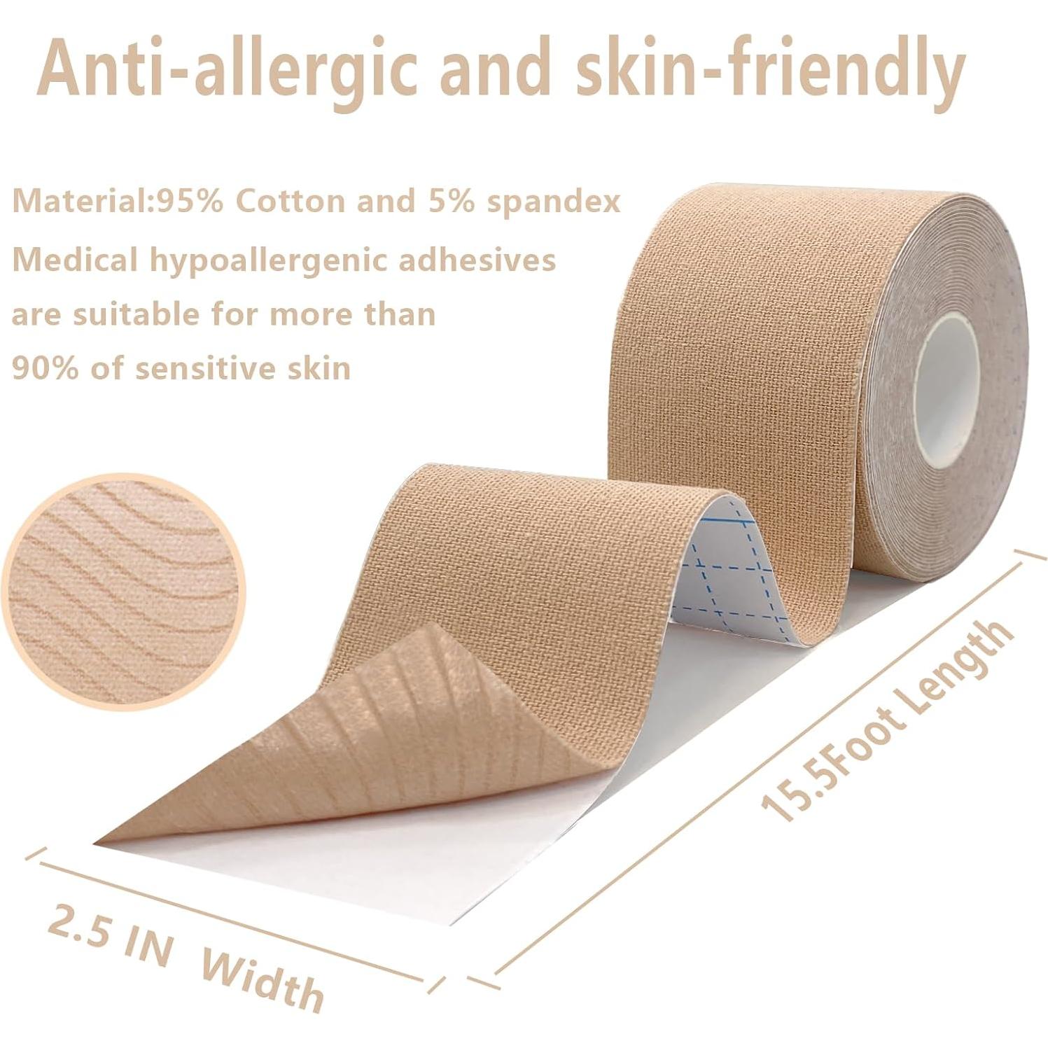 Cinta de Kinesiología SOONGO 5 Rollos 5cm Beige Alta Elasticidad