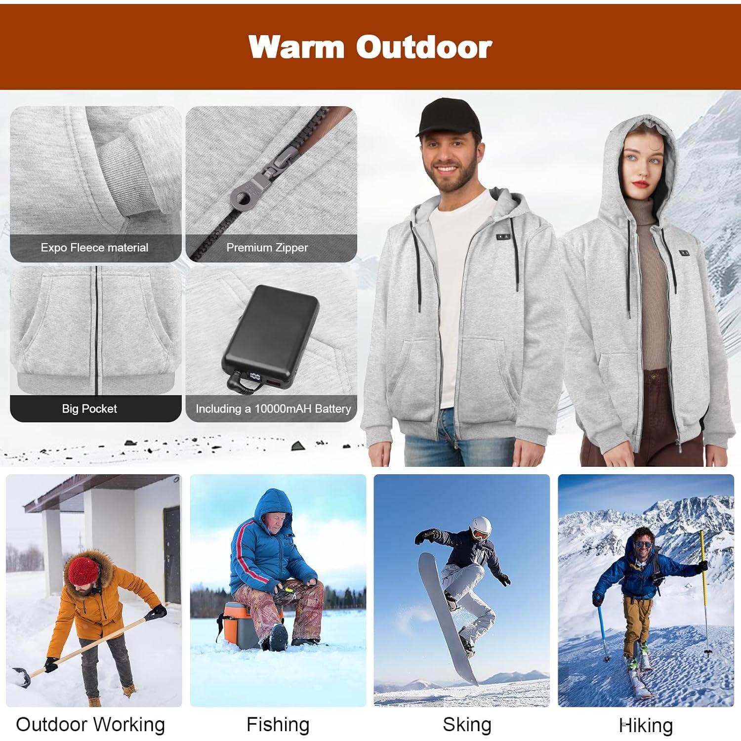 Sudadera Calentada Unisex RPS-028 7.4V 12000mAh 6 Zonas