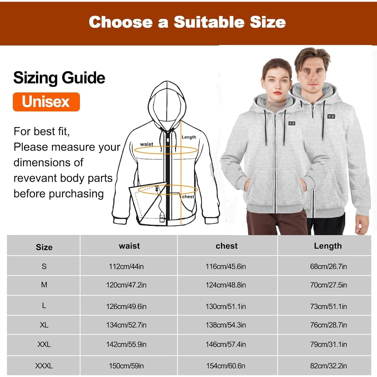 Sudadera Calentada Unisex RPS-028 7.4V 12000mAh 6 Zonas