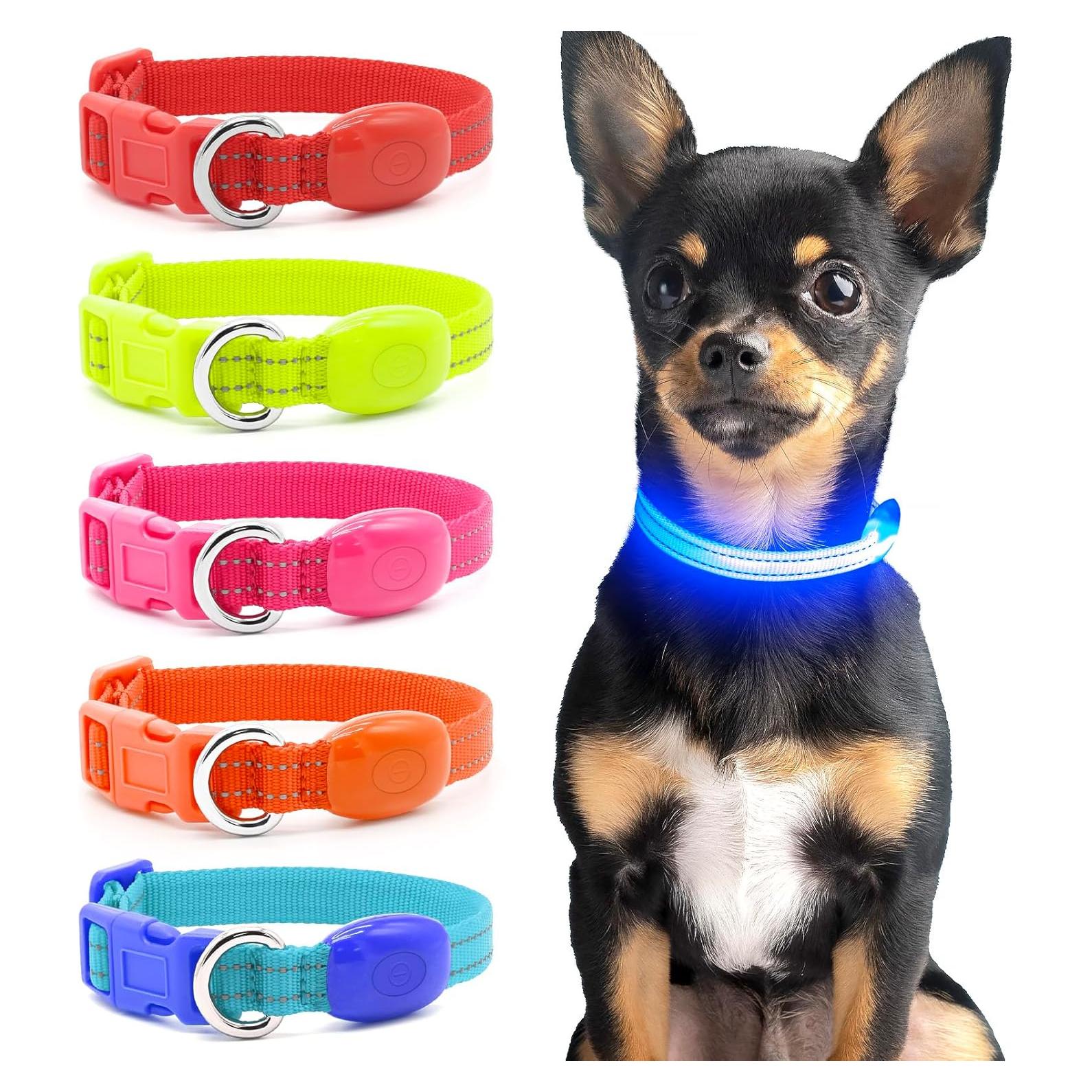 Collar LED Recargable para Perro y Gato Domagiker XS Azul