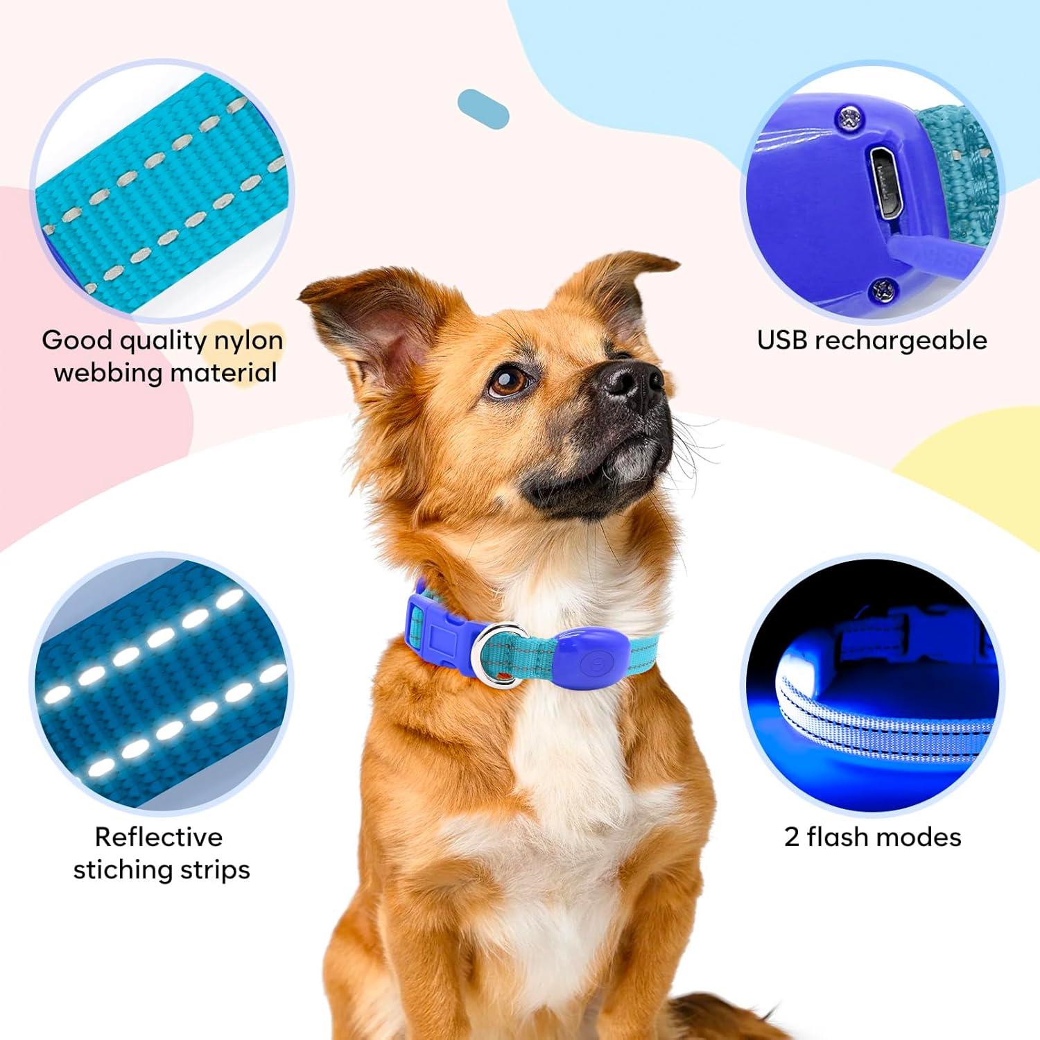 Collar LED Recargable para Perro y Gato Domagiker XS Azul