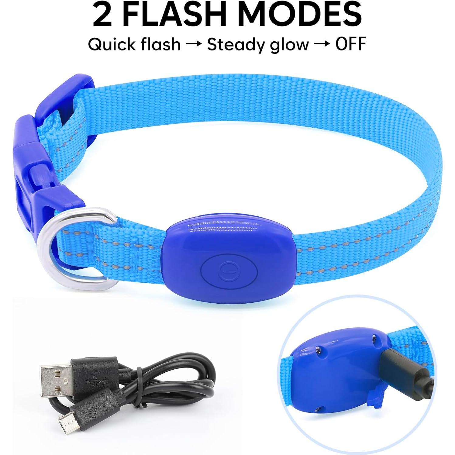 Collar LED Recargable para Perro y Gato Domagiker XS Azul