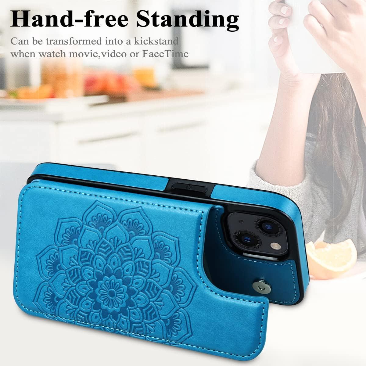 Funda Cartera MMHUO para iPhone 14 con Soporte Azul