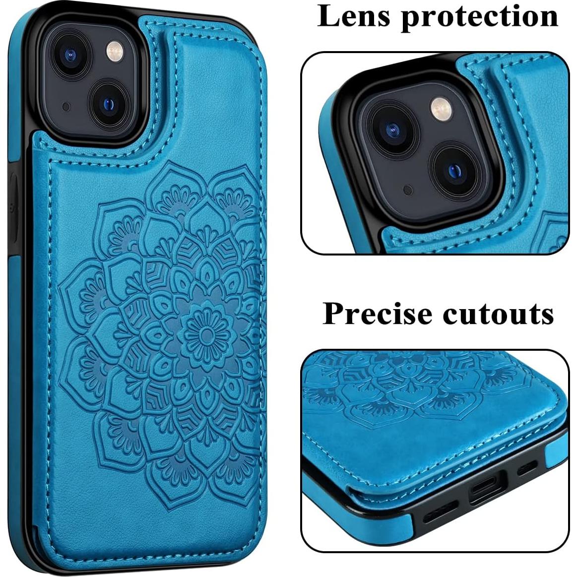Funda Cartera MMHUO para iPhone 14 con Soporte Azul